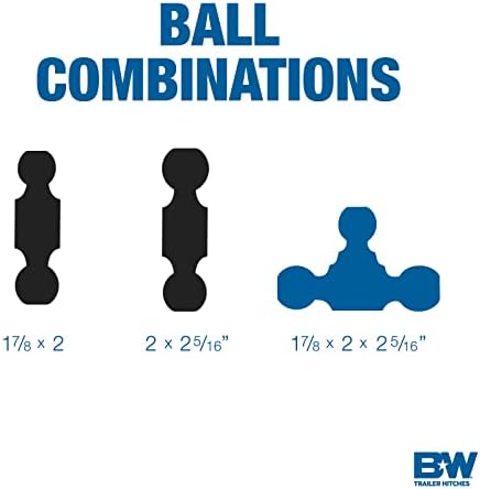 B & W разтегателен тип устройство За теглене и полагане Регулируема Шаровое определяне на прицепного устройства -Подходящ за 2,5-инчов приемник, трехшарового (1-7/8 x 2x 2-5/16), 5-инчов нулиране, 14 500 GTW - TS20048B