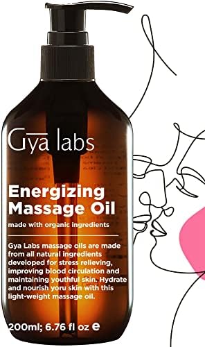 Gya Labs Бодрящее Масажно масло за масаж - Ароматерапевтические Масла за масаж на тялото за двойки - Произведено на базата на масла от лимон, грейпфрут, розмарин, мента, борови игли, жожоба и арганы (6,76 течни унции)