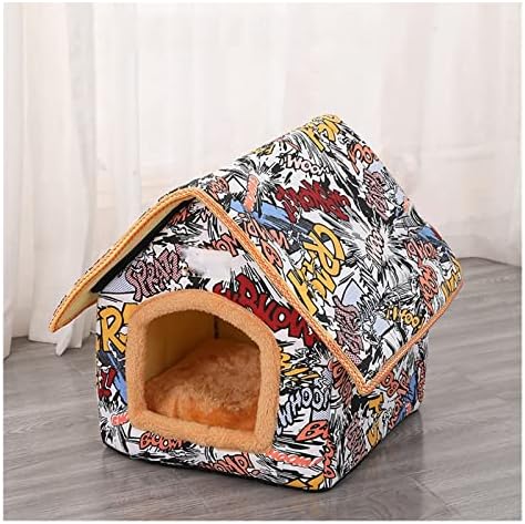 WXBDD Легло за домашни кучета, Зимата е Топло Куче конура, Гнездо, Сгъваема Мека мека мебел възглавница, Удобни Аксесоари за спане на домашни любимци (Цвят: D, размер: малък)