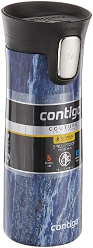 Пътна чаша Contigo Pinnacle Couture от неръждаема стомана с вакуумна изолация и непроливающейся капак, Множество кафеена чаша или бутилка за вода, не съдържа BPA, запазва напитките топли или студени в продължение на