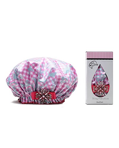 Дизайнерска капачка за Dry soul Divas за жени - Моющаяся, Множество - Голяма шапчица с начесом и винтажной брошью, Украсена със скъпоценни камъни (Великолепната клетка)