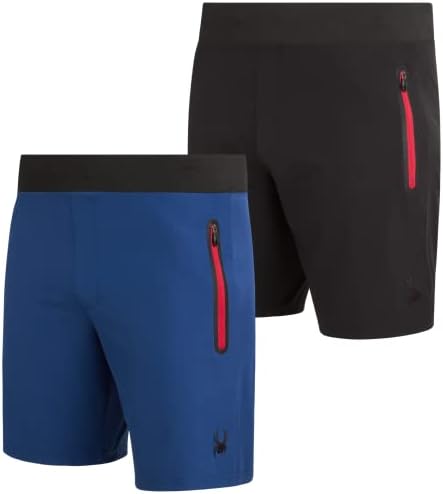Мъжки спортни къси панталони Spyder - 2 опаковки Многофункционални леки тъкани къси панталони с джобове с цип (S-XL)