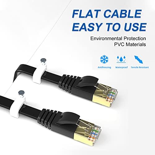 SHD Плосък кабел Ethernet Cat7 (10 бр) Мрежов кабел FTP/STP LAN Кабел Компютърен свързващ кабел-15 Метра