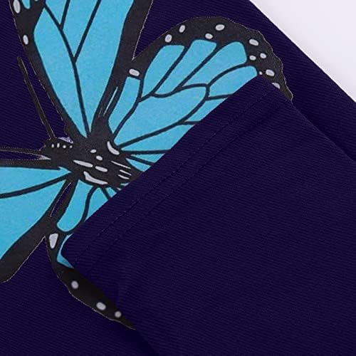 ОВЕРМАЛ Дамски Модни Ежедневни Панталони с принтом Пеперуди и Джобове на Еластична талия