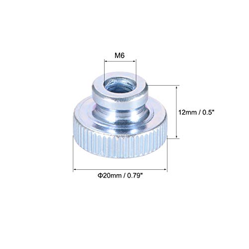 uxcell ядки с накаткой за палеца, 5 бр., железни кръгли дръжки M6x1mm, крепежни елементи за подробности 3D принтер, сребрист тон