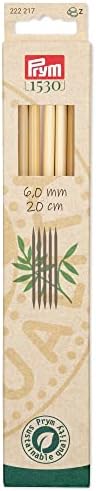Prym 8 Двухконечный Бамбук, Игли за плетене 6 мм, Натурални 5 броя