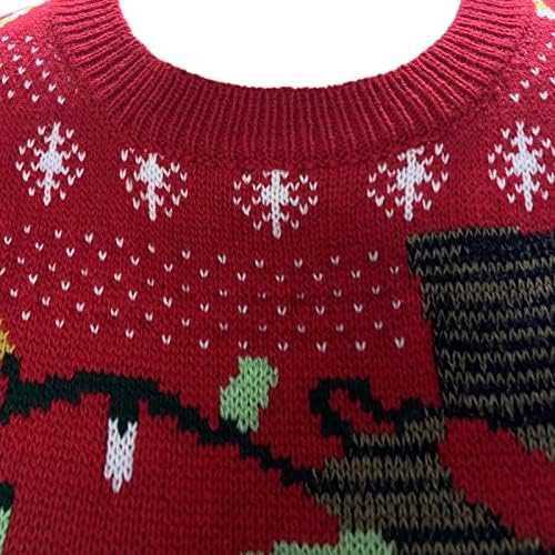 Грозен Коледен Пуловер за Жени, Коледен Кръг Силует, Геометричен Модел, Коледен Монофонични Вязаный Пуловер