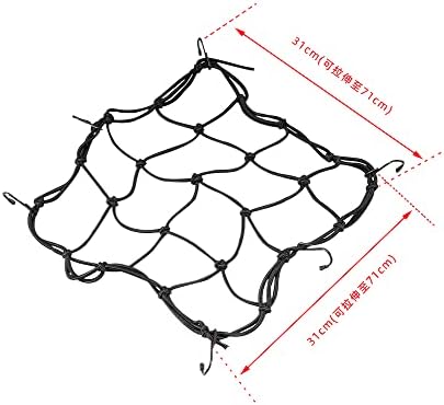 HNAYA 2 опаковки товарен окото 12 x 12, Сверхпрочная Бънджи-Транспортна мрежа, Удебелена метална мрежа за багаж на каската с фина мрежа 3 x 3 и 6 Регулируеми с метални куки за мотоциклет, мотор, квадроцикла (зелен)