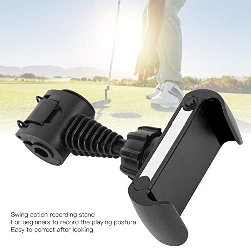 ZYHHDP Поставка за мобилен телефон Golfs Club, Скоба за правене на снимки, клип за стика за голф, Въртящи се на 360 Градуса, Скоба за запис директно излъчване (изцяло черно)
