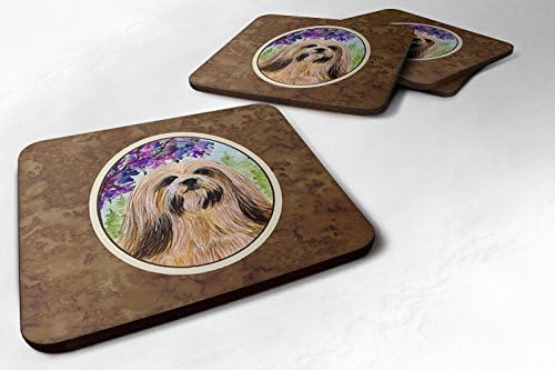 Carolin's Treasures SS8436FC Комплект от 4 на каботажните от стиропор Lhasa Apso, 3 1/2 x 3 1/2, многоцветен