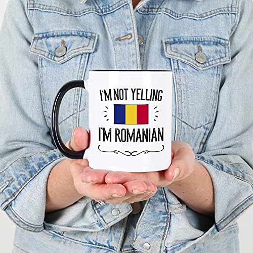 Подаръци Каситики от Румъния. Аз не Крещя, че съм румънска керамика кафеена чаша с обем 11 грама. Идея за подарък За Горди Мъже / Жени От Флага на Страната.
