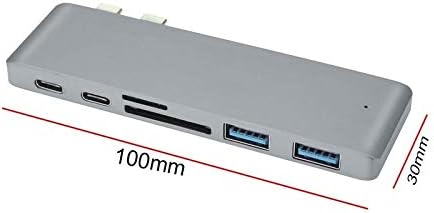 KXDFDC Многофункционално USB-C Концентратор, USB hub 6 в 1 Type-C USB-C Адаптер-концентратор с двоен порт USB 3.0