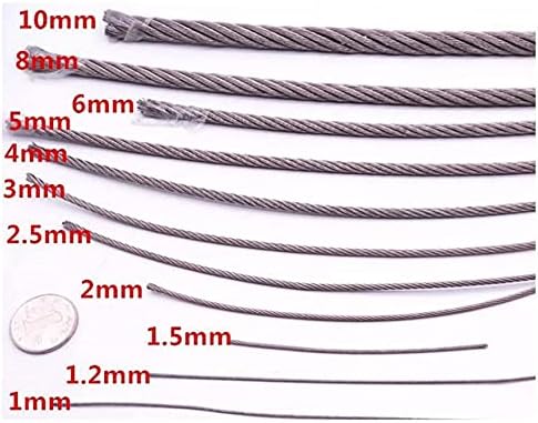 Аксесоари ANYUFEI 7X7 304 Въже от неръждаема стомана, Риболовен подвижен кабел, Бельевая въже 0,45 мм/0,5 мм/0.6 mm/0,8 мм/1 мм/1,2/1,5 мм/2 мм/3 мм (Размер: 1,0 mm 10 метра)