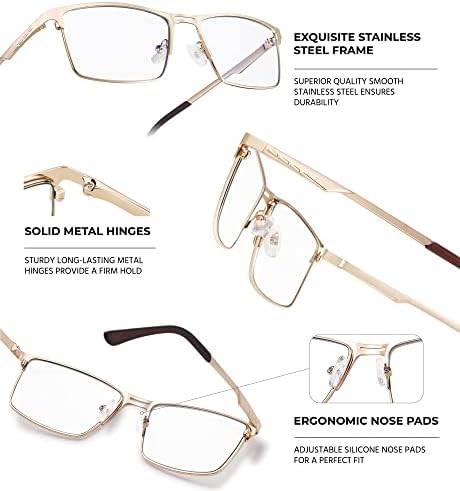 NVEA Blue Light Блокер Очила за Мъже И Жени Класически Компютърни Очила в Квадратна Метална Рамка