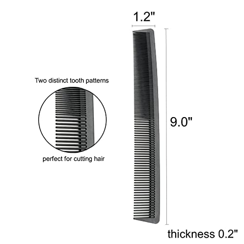 Гребен за Подстригване Yumflan, Професионален Гребен за оформяне на Косата, 9-Инчов Гребен за Чесане на косата с Плитки и Широки Зъбци, Фризьорски Гребен за мъже и Жени (черен)