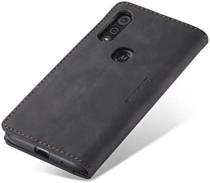 Калъф Kowauri за Мото E 2020 г., кожен калъф-портфейла на класически дизайн със слот за карта и магнитна закопчалка, панти калъф за Motorola Moto E 2020 (черен)