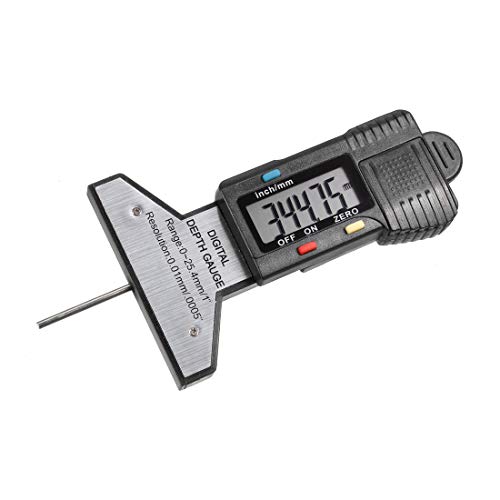 Цифров Измерител на Дълбочината на протектора на гумата uxcell с LCD дисплей 0-25,4 мм 1 Измервателен инструмент