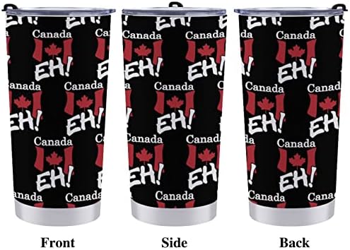 Флаг на Канада Eh Кафе Чаша 600 ML Автомобили Чаша със Сламен Панти Капак От Неръждаема Стомана Пътна Чаша За Пиене Бутилка За Вода