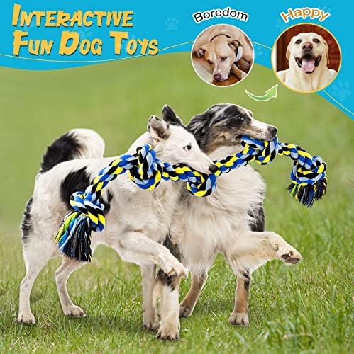 Играчка въже UPSKY за кучета големи и средни по размер, Играчка за Агресивно Дъвчене на кучетата, Неразрушаемая Играчка на въже с дължина 3 Метра и 5 Възела, Сверхпрочная играчка за кучета, Интерактивни играчки за теглене