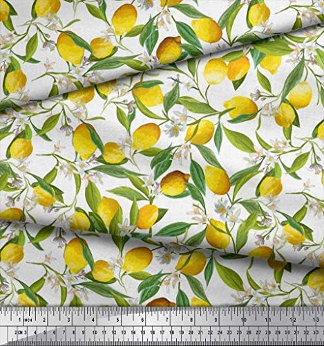 Плат от futon трикотаж Soimoi с листа, цветя и лимон-с интериор, кърпа с принтом ширина 58 см