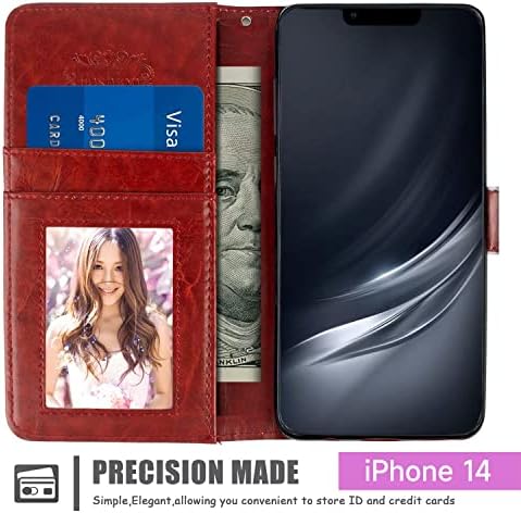 Чанта-портфейл SHUIZG за iPhone 14 с Шарките на Русалки, Защитен Флип калъф от Изкуствена Кожа с Поставка и Отделения за карти, Каишка за китката QBJ Case