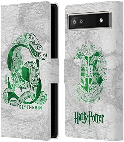 Дизайн на своята практика за главата Официално Лицензиран Harry Potter Hufflepuff Aguamenti Deathly Смъртта IX Кожен Калъф-Книжка-джобен формат и е Съвместим с Google Pixel 6a
