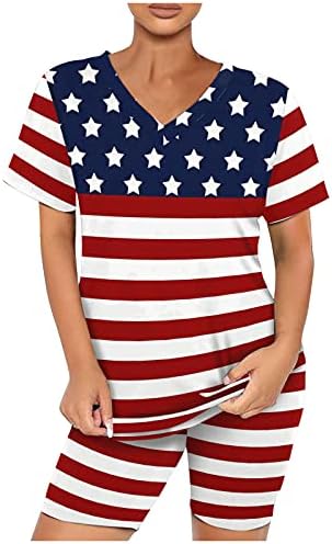 Дамски Блузи с Флага на сащ, на 4 юли, Без Ръкави/Тениска с принтом Тай-боя с Къс ръкав, Ежедневни Патриотични Фланелки на Деня на Независимостта