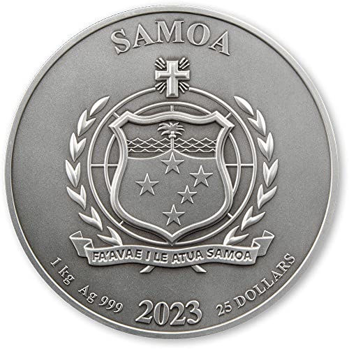 2023 DE Многопластова PowerCoin Vikings 1 Кг Сребърна монета 25$ Самоа 2023 Под Стари времена