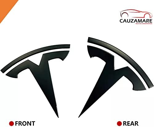 Т-Образното лого CAUZAMARE за модел 3, модел X, модел S, модели Y, замяна на символи на КОРЕМА отпред, Лого на задния багажника Tes1a Аксесоари за мъже и жени (Отзад Черен)