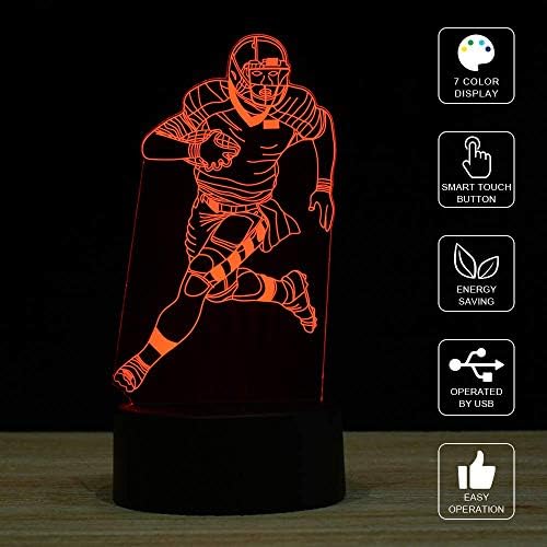 Led нощна светлина XIEHE 3D Illusion, 7 Цвята, Постепенна Промяна на Докосване на ключа, USB Настолна Лампа за Празнични подаръци или украса на дома (лампата за футбол, Ръгби)