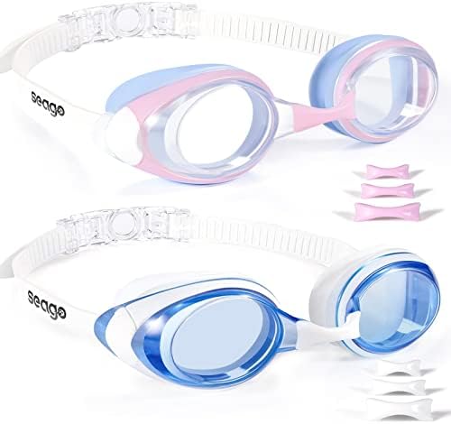 Очила за плуване Seago, 2 опаковки, фарове за мъгла, Анти-UV, Силиконови Очила За плуване За Възрастни Жени И Мъже
