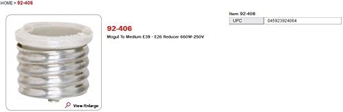 Satco 92/406 660 W 250 Волта Височина 2,75 инча Диаметър 1,63 инча Редуктор с вход от Mogul E39 до Medium E26