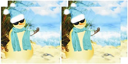 3дРоуз Пясъчен плаж Пясъчен човек с изглед към океана Забавна пародия на Снежен човек. - Меки подложки, комплект от 4 броя (CST_173007_1)