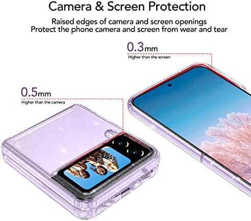 Калъф Lamcase за Galaxy Z Flip 3 5G, Кристално Чиста, С Лъскави пайети, от меки и гъвкави TPU, оборудвана, със защита от падане, Здрав устойчив на удари Калъф за Samsung Galaxy Z Flip3 5G, с прозрачен блясък