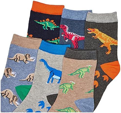 Памучни Чорапи Джефрис Чорапи За момчета с картина на Динозавър, 6 опаковки