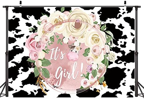 Hilioens 7 × 5 метра Свещена Крава За Момичета Фон за Душата на Детето С Шарките на Млечните Крави В Стопанството, Банер за парти за момичета, Природа, Розов Цветен Фон За Снимки, Подпори