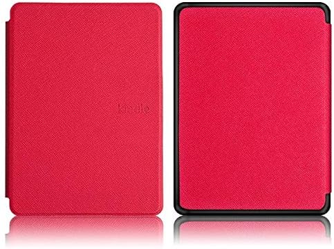 Калъф за Kindle Paperwhite 5 6 7-мо поколение (2012-2017 година на издаване, модел EY21 DP75SDI) - Защитен калъф от изкуствена кожа KPW1 2 3 с функция за автоматично изключване, сладко-червен