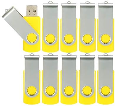 Alihelan 10шт 32 GB USB Флаш устройства USB 2.0 Флаш памет Обем Завъртане на Карта Памет от 32 GB Сгъваем Устройство Jump Drive Zip Drive, 10 X Жълт Цвят
