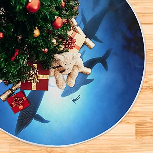 Oarencol Гърбатите Китове Коледно Дърво Пола 36 Синьо на Океана Животно Коледна Празнична Парти Коледа Мат Декорация
