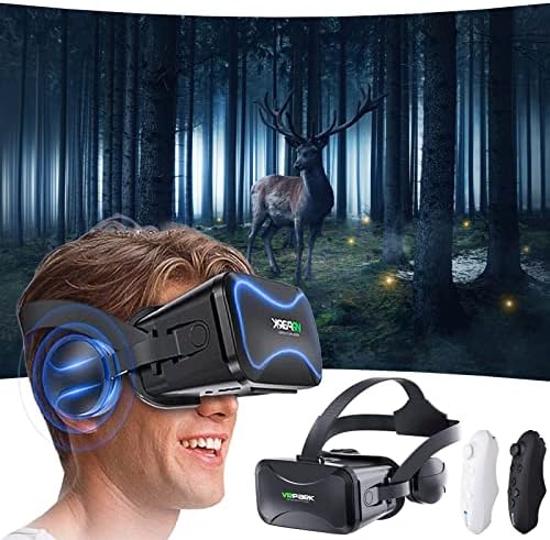 Слушалки виртуална реалност NicePlush 3d Vr Glasses С безжични слушалки, приложени към точки на 3d, 3d Imax кино/игра на сцената, без използване на по-малко от 800 градуса по целзий (J30 + бяла дръжка)