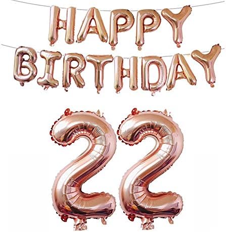 Украса за Партита на 22-ри рожден ден, Гигантски балони от фолио от Розово Злато за Партита за рожден Ден, Украса на Възпоменателни събития и Абитуриентски бижута Sweet 22 Party, 22-та Годишнина