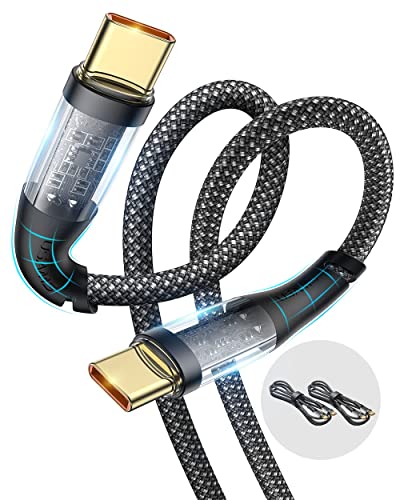 USB кабел C-USB C мощност 100 W и 60 Вата, кабел за бърза за зареждане Type C-Type C [2 опаковки 4 фута + 4 фута] Здрав кабел USBC-USBC, съвместим с MacBook Air / Pro, iPad Pro Air / Mini, Galaxy S22/21/20/ Примечание20