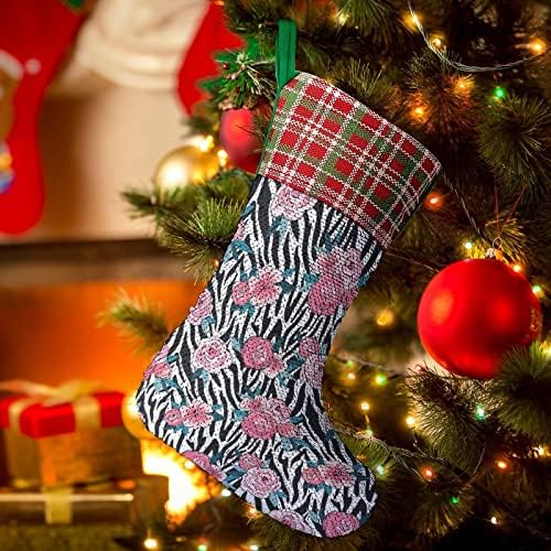 Кожата на Зебра с Розови Пайети, Коледни Празници Чорапи, Обръщане на Магически Състав, което променя Цвета си, за Коледната Елха, Висящи Чорапи до Камината