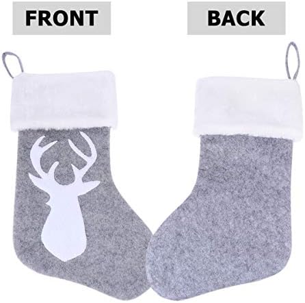 DOITOOL Elk Decor 3 бр. Коледни Чорапи Класически Коледни Чорапи, Очарователни Декоративни Чорапи Чанта Чорапи за Коледно Парти Коледен Декор