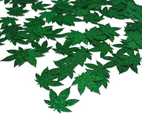 Конфети от марихуана за украса на Тематични партита под формата на листа марихуана, 420, Рождени Дни, Един Зелен Лист, Трева, Аксесоари за парти в чест на рождения Ден на с Наркотиците (Зелен)