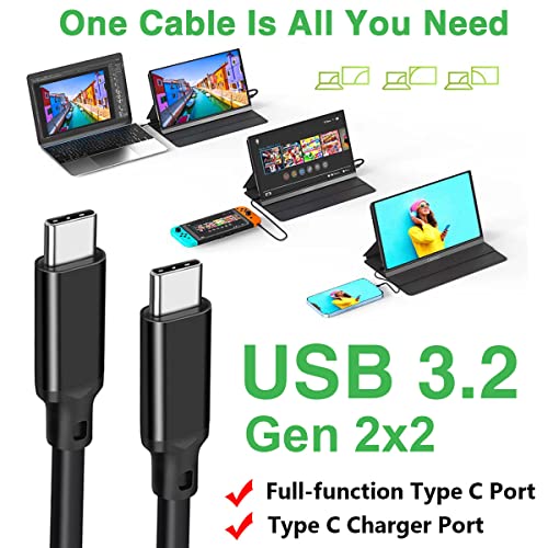 6,6 Фута USB-C 3.2 Gen 2 × 2 Кабел за данни за видео разговори с монитор за Lepow Z1 15,6 Инча, InnoView, ASUS ZenScreen, KYY, Cocopar, Arzopa, свидетелството за авиационен оператор, Type-C, Бърза Преносимо Зарядно
