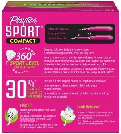 Компактни тампони Playtex Sport с нормална попиваща способност с технология Flex-Fit (опаковка от 2 броя)