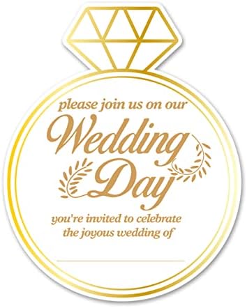 Покани за Сватба парти в Пликове, 20 групи Покани под формата на Годежен пръстен, Аксесоари за Партита, Сувенири, Двустранни