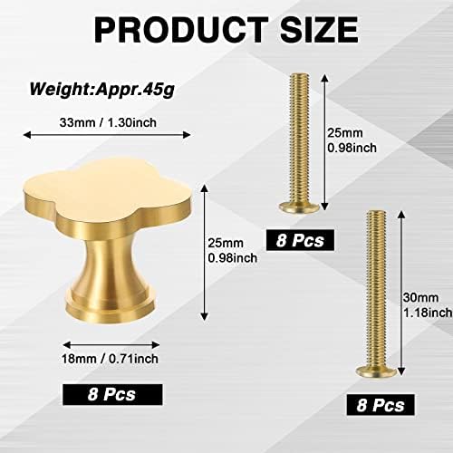 Nuogo 8 X 1-1/4 Инчов Дръжки от масивен Месинг за Чекмедже на Шкафа, Златни Дръжки за Кухненски Шкаф, Четырехлистный Детелина, Дръжка за Чекмеджета, Творческа Декорация на Дома