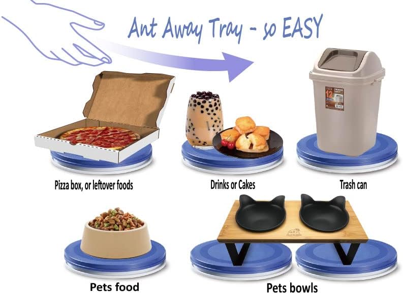 Yuwoda Ant Away Купа за хранене на котки и Кучета Тава Ant Away Тава За храни за домашни любимци Безопасни Вътрешна Ровове Без вода, Без да се налага свързване на Автоматични хранилки за котки